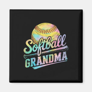 Imã Avó de Softbol Camiseta Tie Dye Amantes de Softbol