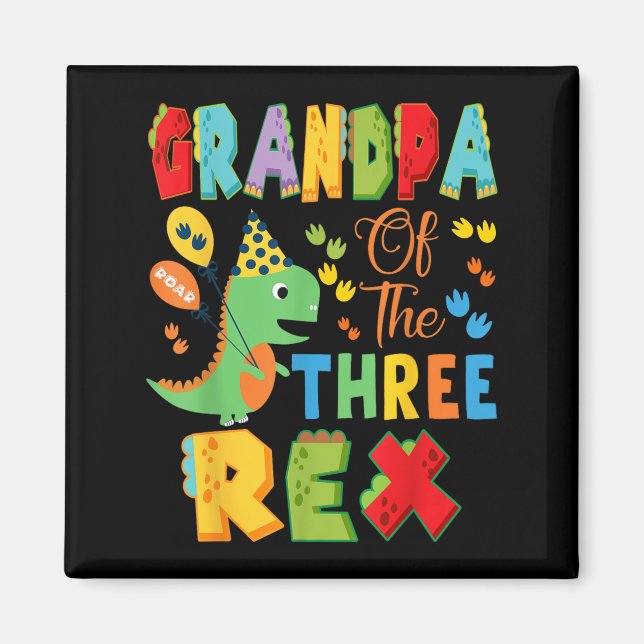 Imã Avô Do Dinossauro Dos Três Rapazes aniversário de  (Frente)