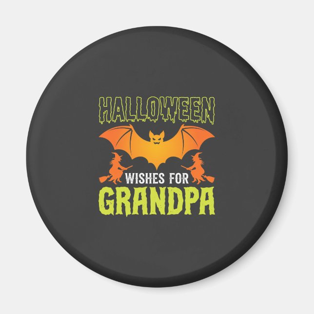 Imã Avô do Halloween Morcego Bruxa Desejos (Frente)
