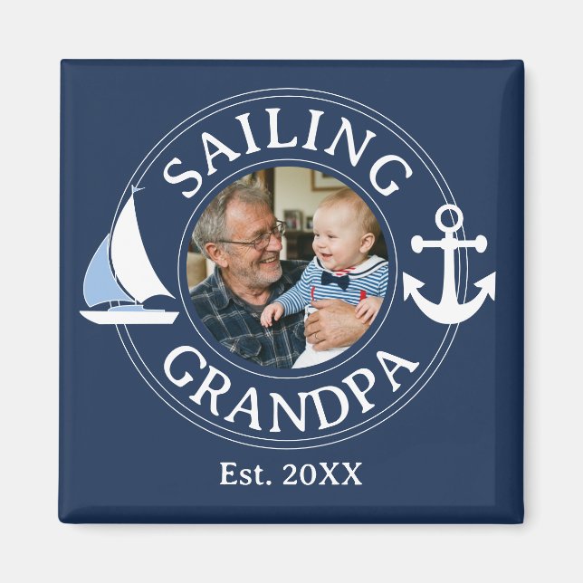 Imã Avô Navegando Ano de Estabelecimento Azul Marinho  (Frente)
