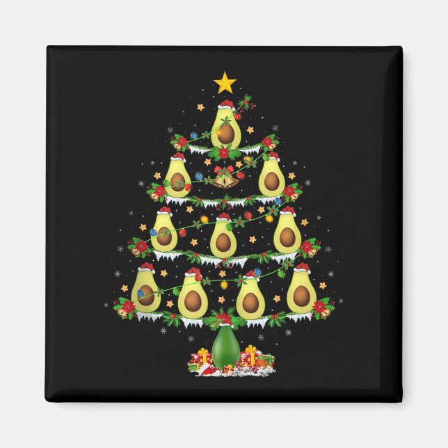 Imã Avocado Christmas Tree Lights Funny Avocado Xmas T (Frente)