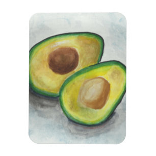 Ímã Avocado em Watercolor em um fundo de cinza