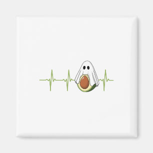 Imã Avocado Heartbeat Halloween Ghost Boocado Vegan Me