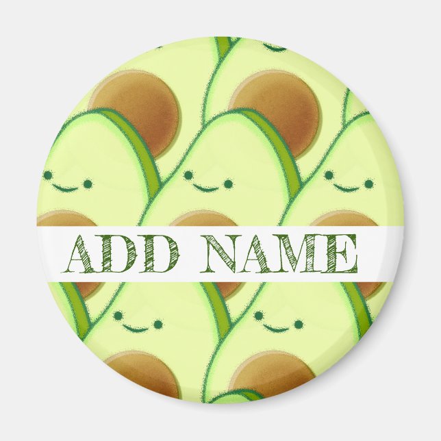 Imã Avocado Verde Bastante Sobre O Nome Personalizado  (Frente)