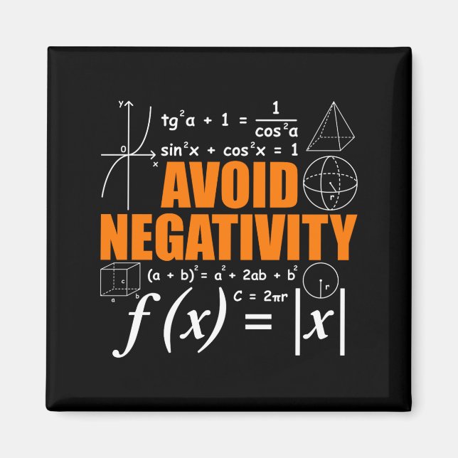 Imã Avoid Negativity Funny Math Mathematician Teacher  (Frente)