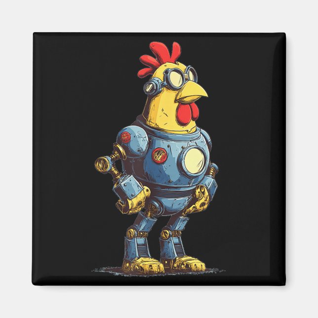 Imã Awesome Chicken Robot For Future Animals Lovers  (Frente)