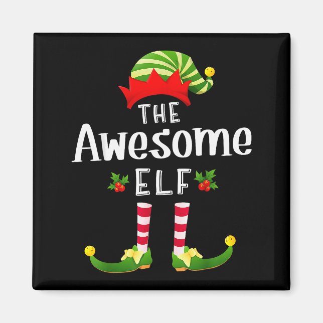Imã Awesome Christmas Elf Matching Pajama X-mas Party  (Frente)