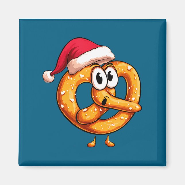 Imã Awesome Festive Pretzel With Santa Claus Hat Costu (Frente)