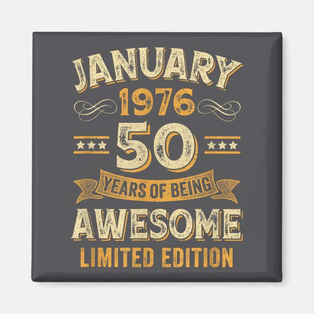 Imã Awesome Vintage January 1976 50th Birthday  (Frente)