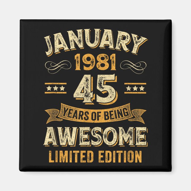 Imã Awesome Vintage January 1981 45th Birthday  (Frente)
