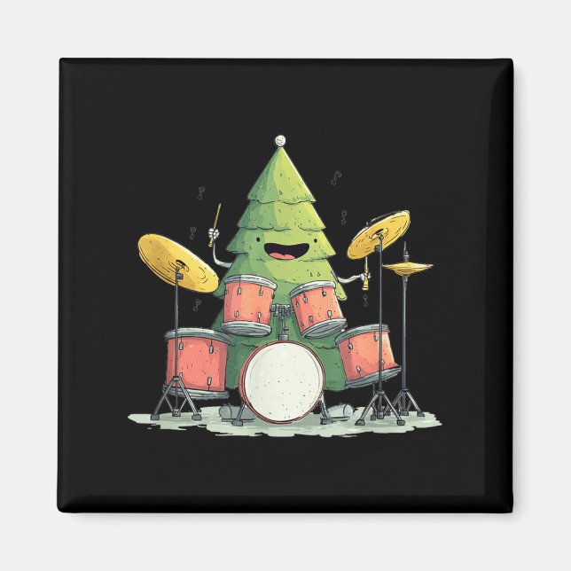 Imã Awesome Xmas Tree With Drums For Rocking Christmas (Frente)