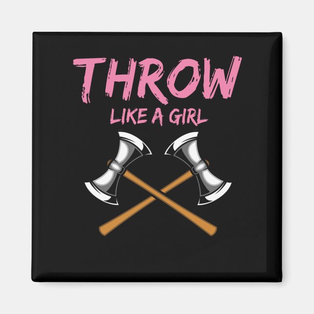 Imã Ax Thrower Girl Woodworking Ax Thorning (Frente)