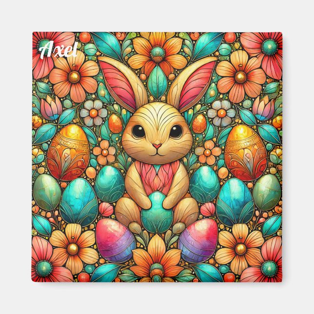Imã AXEL~ Coelhinho da Páscoa e Ovos ~ Magnet (Frente)