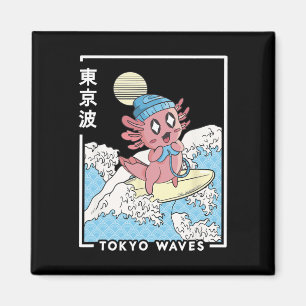 Imã Axolote Jogos Surfe Ondas Japonesas Crianças Kawai