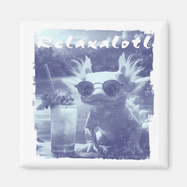 Imã Axolote Relaxalotl Angustiado Azul (Frente)