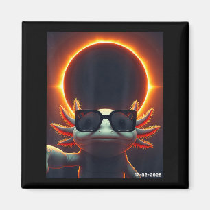 Imã Axolote Tirando Selfie Eclipse Solar 2026 Vestindo