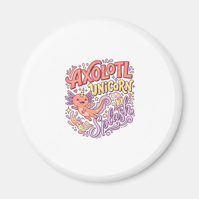 Imã Axolote Unicórnio Splash Caprichoso Branco Bac (Frente)