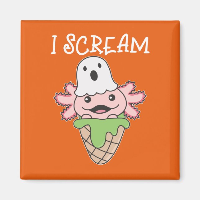 Imã Axolotl Halloween Ghost I Gritar Ice Pun (Frente)
