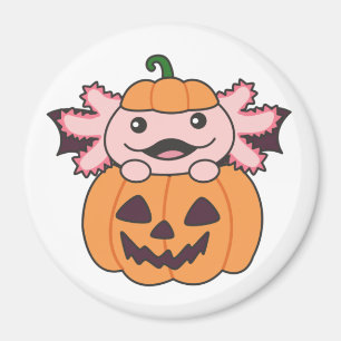 Imã Axolotl Halloween Pumpkin Bat Costume