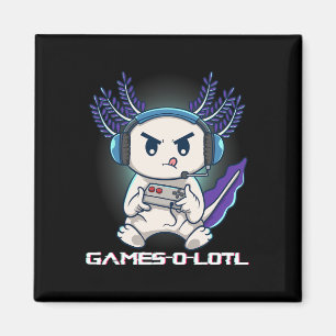 Imã Axolotl Jogando Jogos de Vídeo Console Gamesolotl