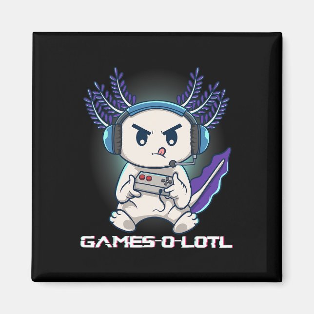 Imã Axolotl Jogando Jogos de Vídeo Console Gamesolotl  (Frente)
