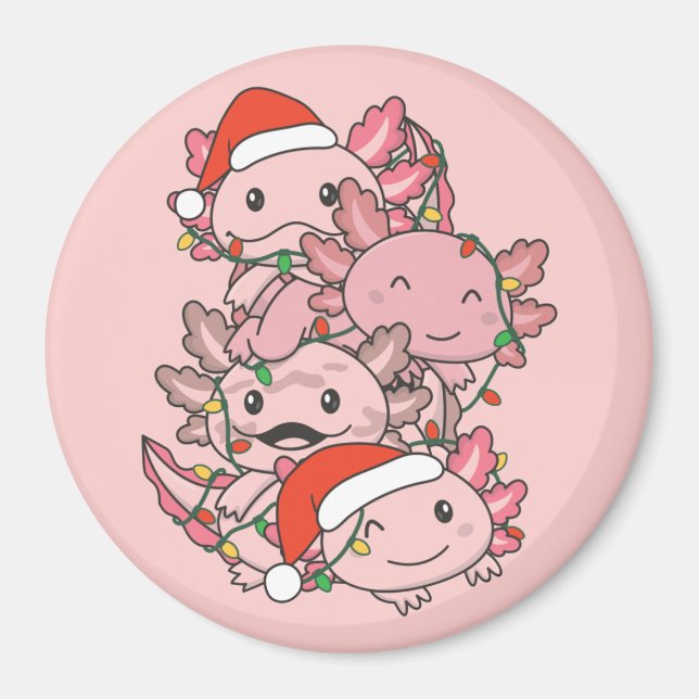 Imã Axolotl Natal Árvore Animais de Natal Axolots (Frente)