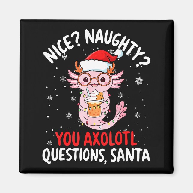 Imã Axolotl Santa Hat Axolotl Questions Christmas Boys (Frente)