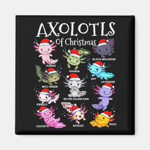 Imã Axolotls Chapéu de Papai Noel de Natal Pijama Anim