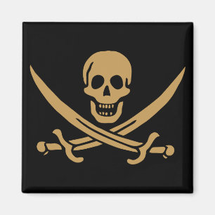 Imã Aztec Dourado Crânio e Cutlass Pirata Calico Jack