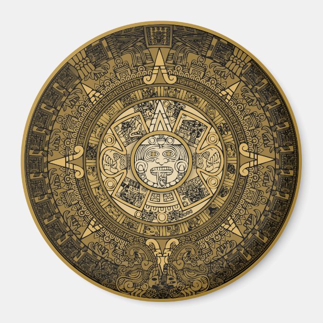 IMÃ AZTEC SUN STONE CALENDAR DOURADO SÍMBOLO (Frente)