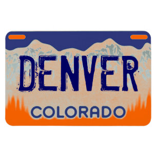 Ímã azul alaranjado da matrícula de Denver