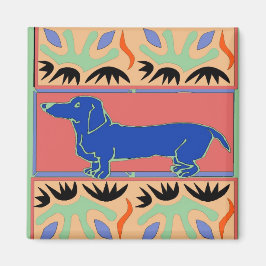 Imã Azul Dachshund Abstrato Fauvism