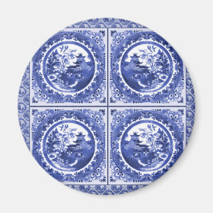 Imã Azul e branco, design do teste padrão do salgueir