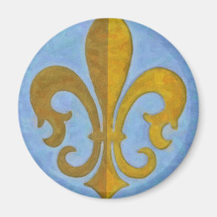Imã Azul e Dourado Fleur De Lis