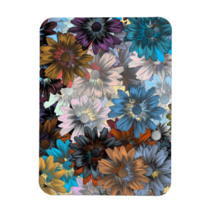 Ímã Azul e marrom floral