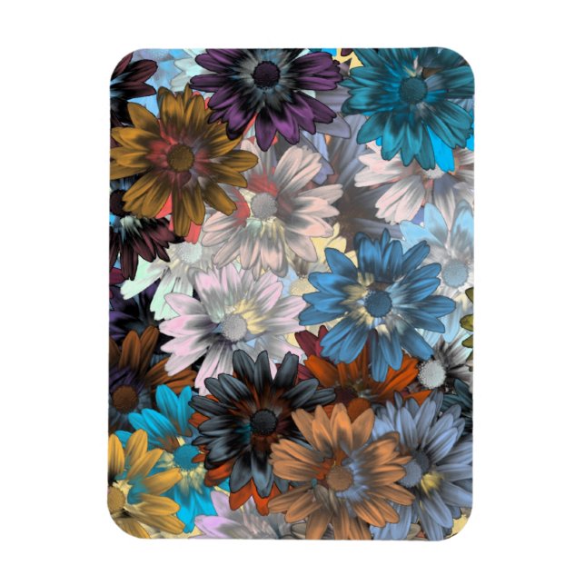 Ímã Azul e marrom floral (Vertical)