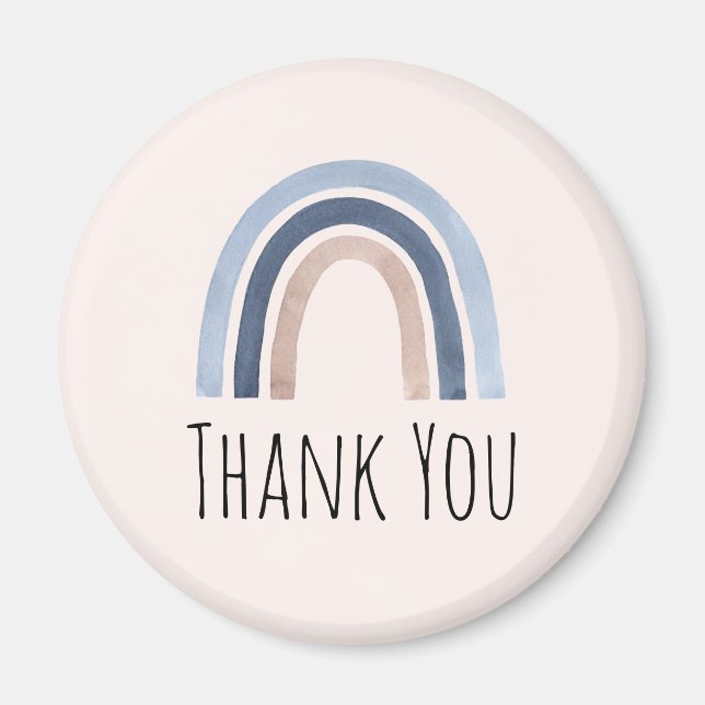 Imã Azul e Pêssego Rainbow Boho Design Obrigado (Frente)