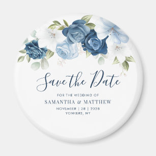 Imã Azul Empoeirado Floral Script Lembrança Salve a Da