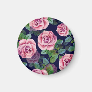Imã Azul Escuro, Rosas Rosa Aquarela.