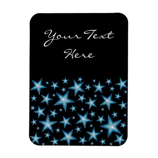 Ímã Azul Estrelas 'Texto' íman flexível preto vertical (Vertical)