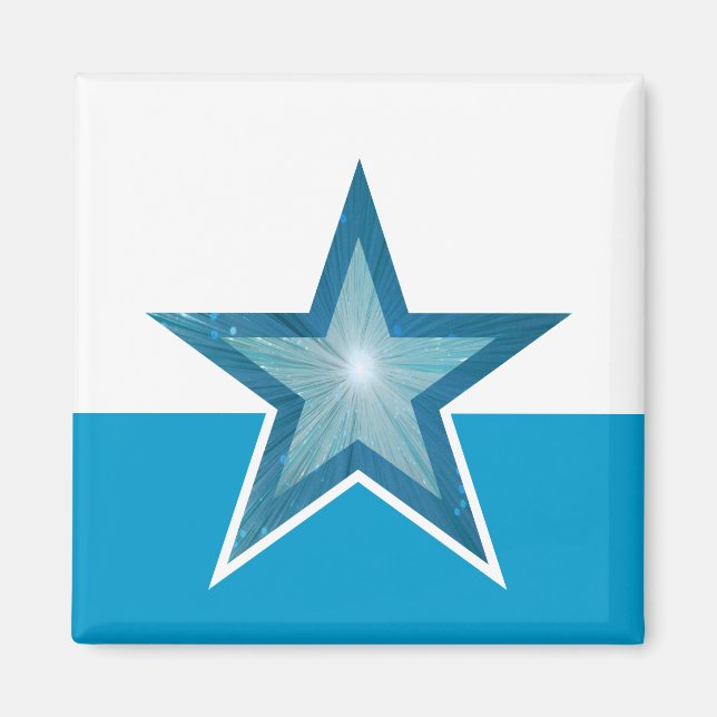 Imã Azul-imã de geladeira branco quadrado azul (Frente)