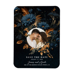 Ímã Azul Marinho Escuro Dourado Rústico Glam Boho Salv