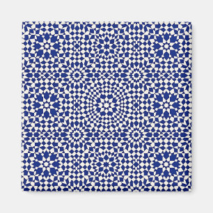 Imã Azul Marinho Mosaico Padrão Geométrico