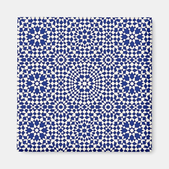 Imã Azul Marinho Mosaico Padrão Geométrico (Frente)