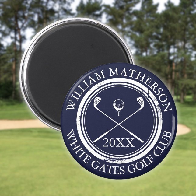 Imã Azul Marinho Nome e Nome do Clube Data (Navy Blue Name And Club Name Date Magnet)