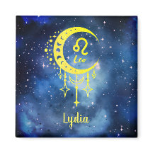 Azul-meia-noite e nome personalizado amarelo Leo M