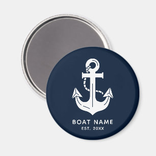 Imã Azul Naval Náutico Nome de Barco Personalizado