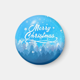 Imã Azul Neve Branca Floresta Pacífica Feliz Natal