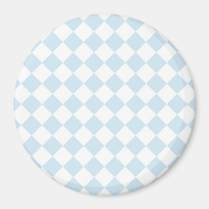 Imã Azul Pastel e Branco Padrão Xadrez de Diamante