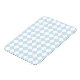 Ímã Azul Pastel e Branco Padrão Xadrez de Diamante
